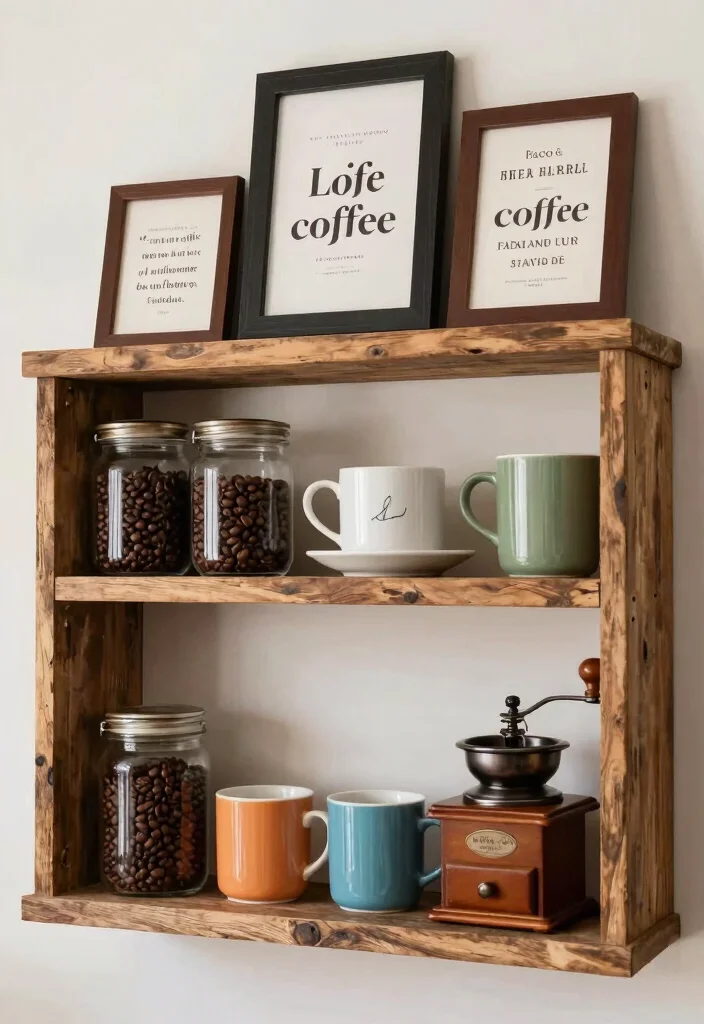 14 Coffee Bar Shelf Ideas That Look Pinterest Perfect - 10. Shelf with Inspirational Coffee Quotes 1