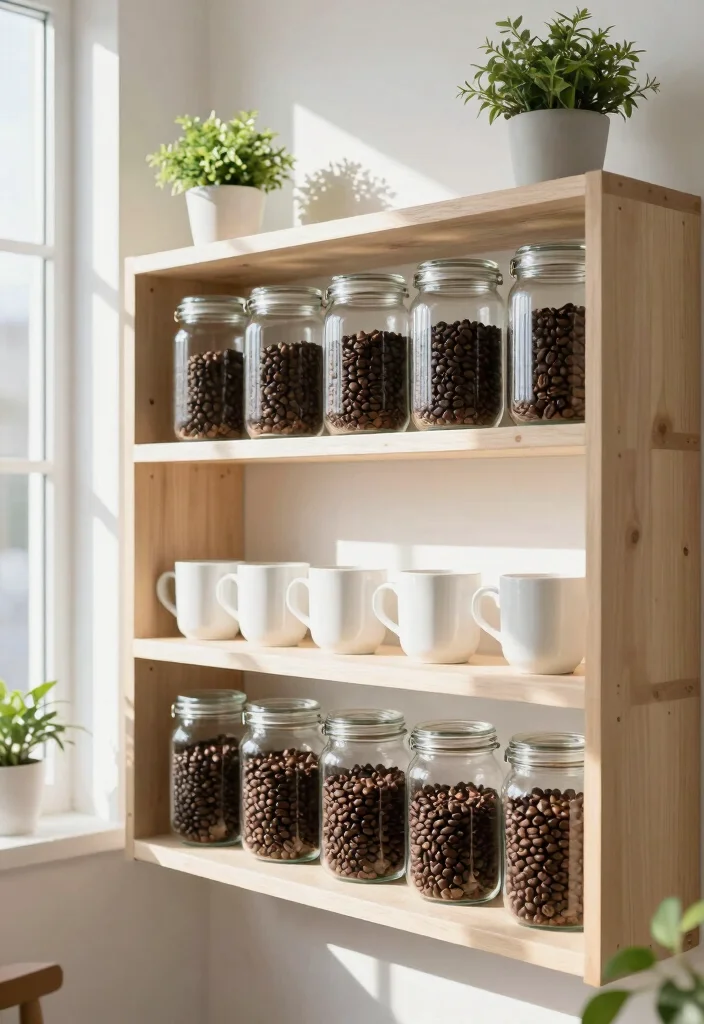 14 Coffee Bar Shelf Ideas That Look Pinterest Perfect - 12. Bright and Airy Coffee Space 1