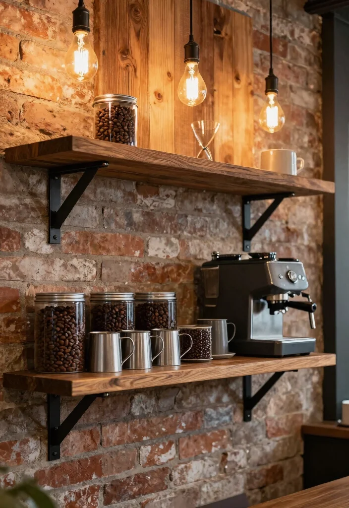 14 Coffee Bar Shelf Ideas That Look Pinterest Perfect - 4. Industrial Chic Coffee Station 1