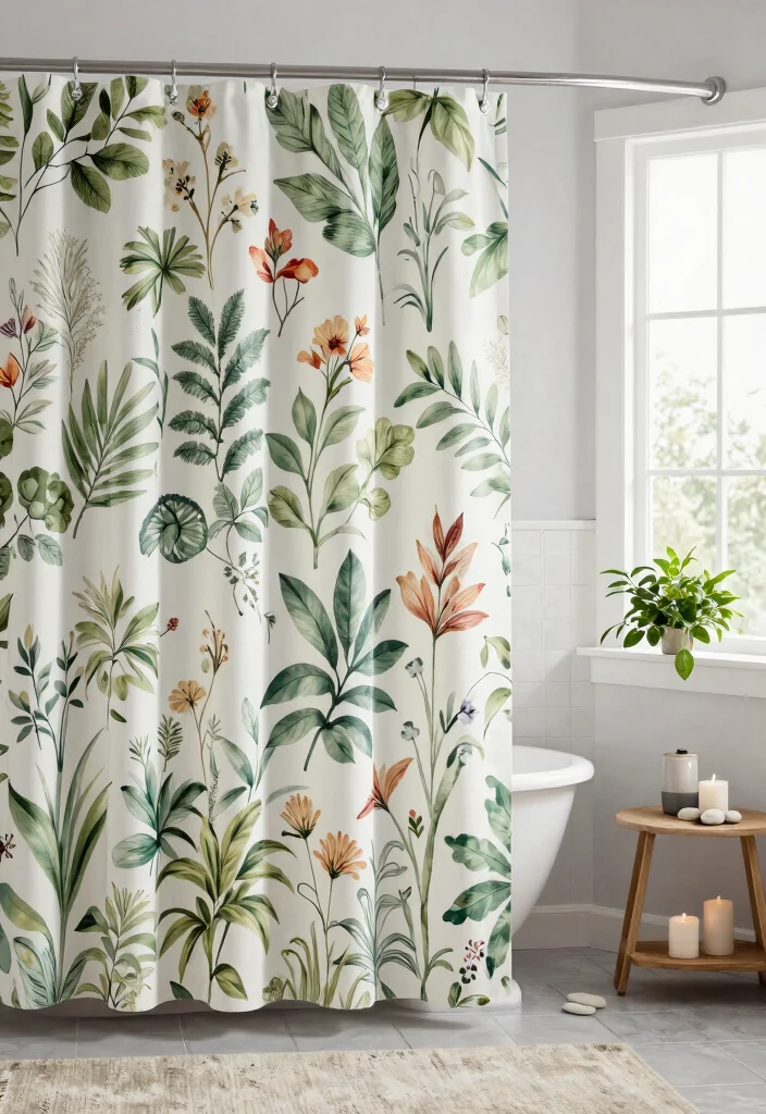 14 Curtains as Shower Curtains Ideas That Look Creative - 1. Botanical Bliss 1