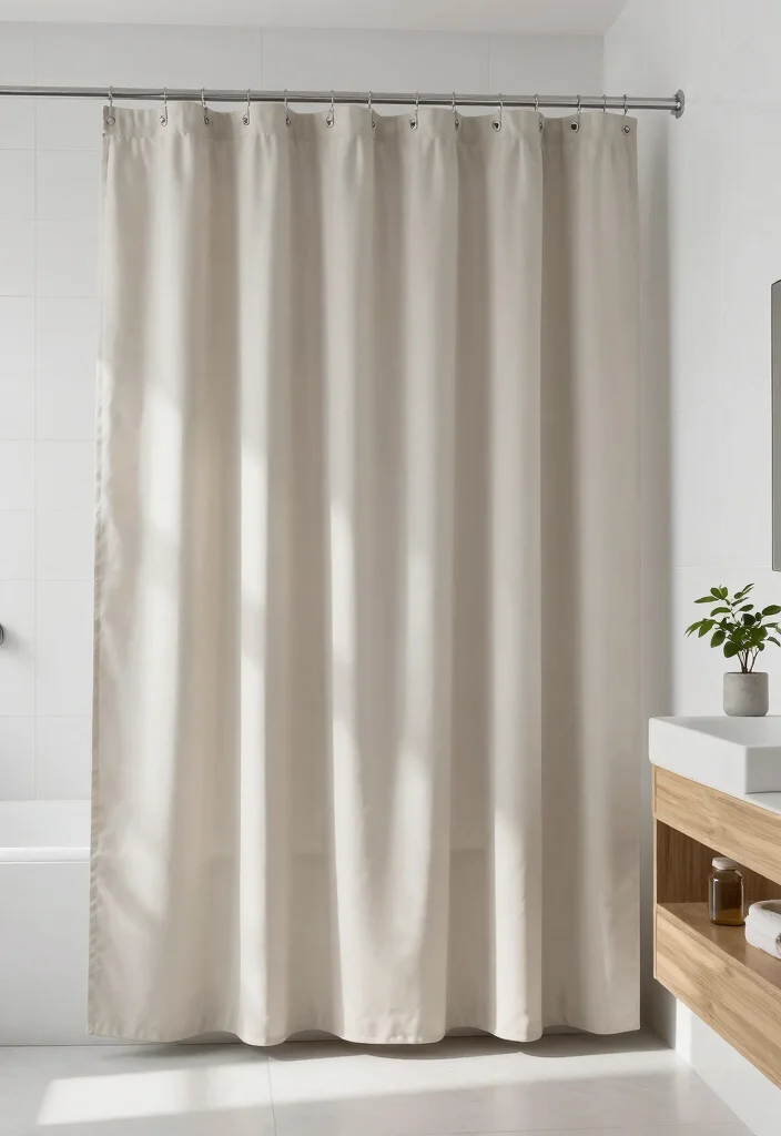 14 Curtains as Shower Curtains Ideas That Look Creative - 3. Minimalist Marvels 1