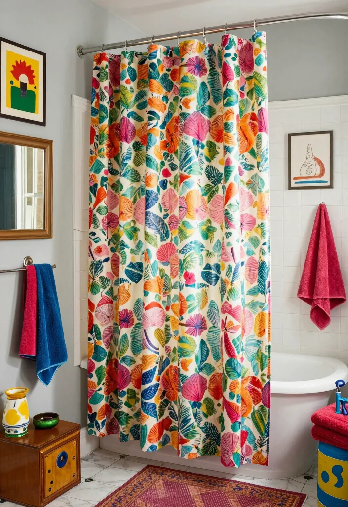 14 Curtains as Shower Curtains Ideas That Look Creative - 4. Eclectic Style Fusion 1