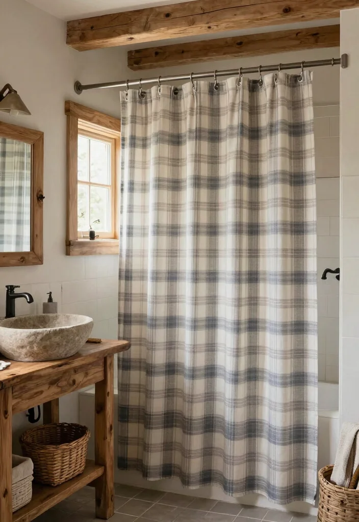 14 Curtains as Shower Curtains Ideas That Look Creative - 5. Rustic Retreat 1