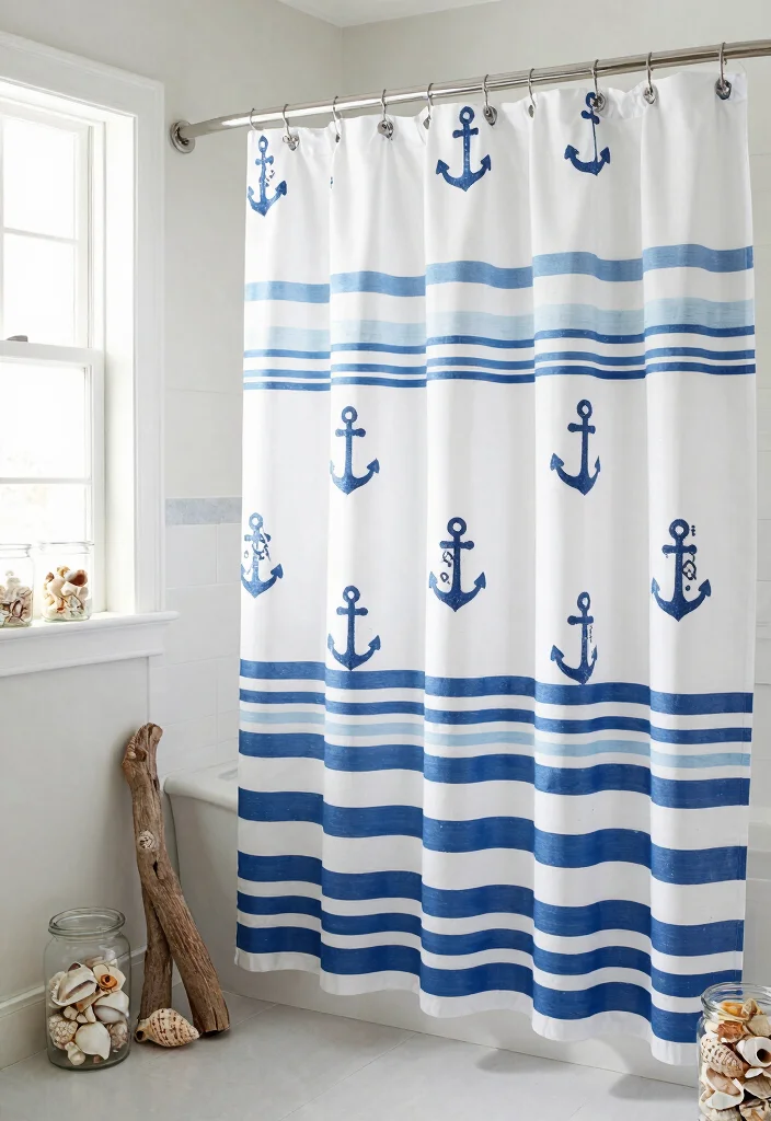 14 Curtains as Shower Curtains Ideas That Look Creative - 6. Nautical Inspiration 1