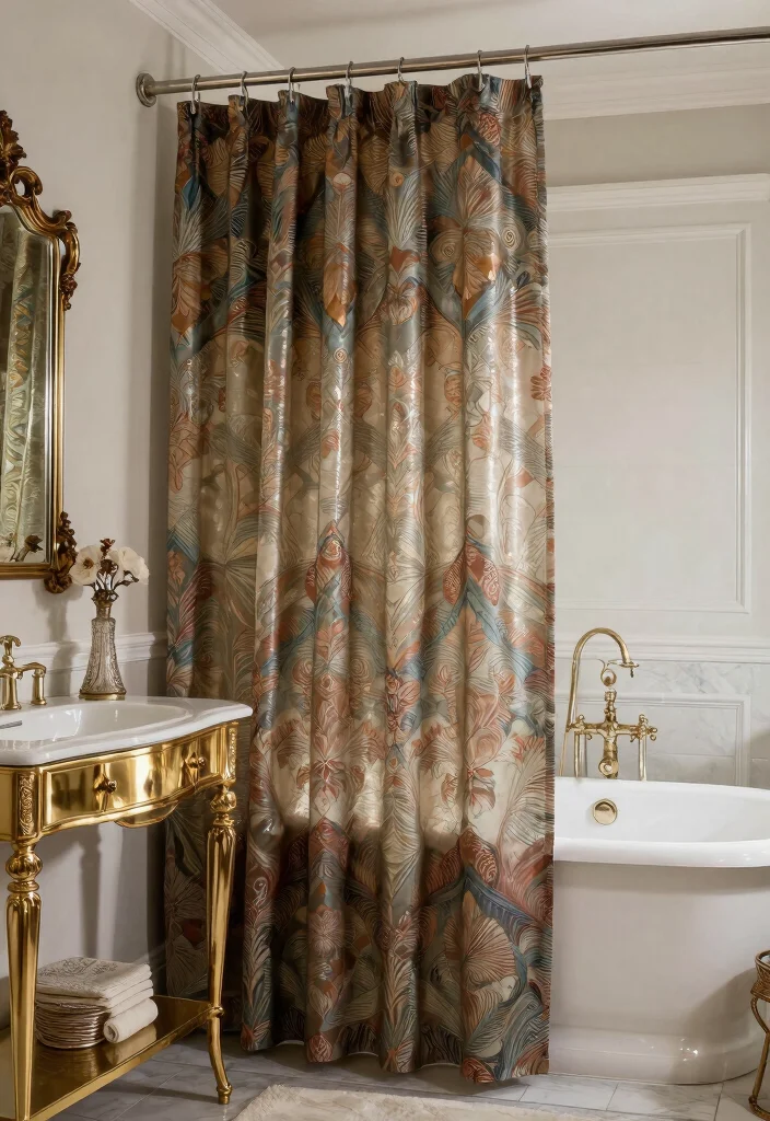 14 Curtains as Shower Curtains Ideas That Look Creative - 7. Vintage Glam 1