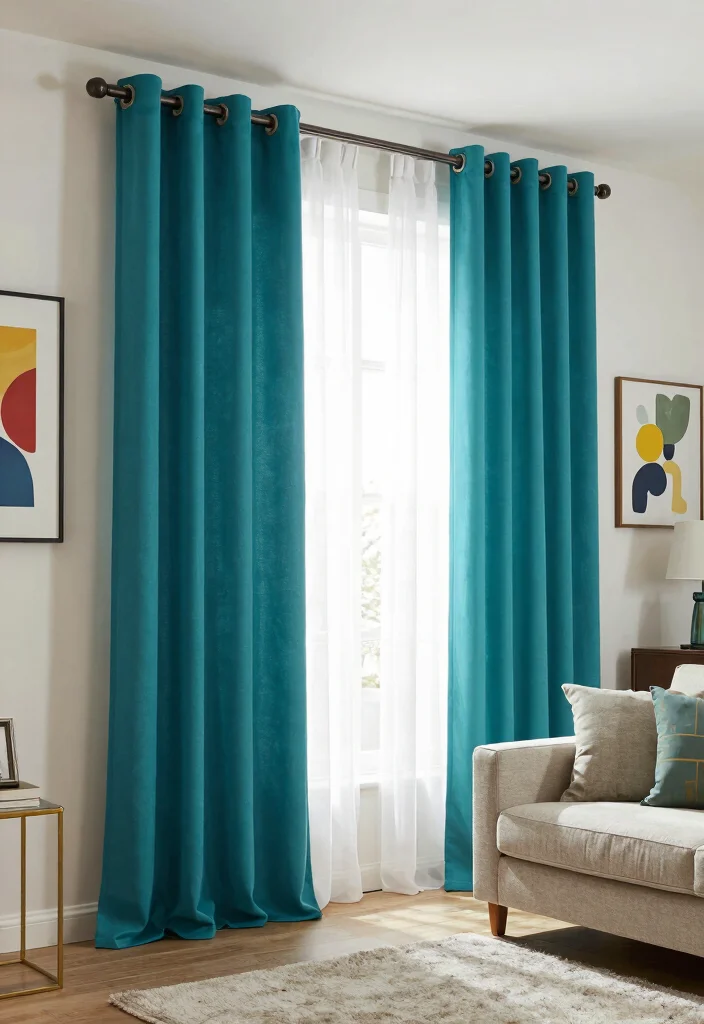 14 Double Rod Curtains Ideas for Layered Elegance 51 14 Double Rod Curtains Ideas for Layered Elegance - 11. Statement Colors for Bold Interiors 1
