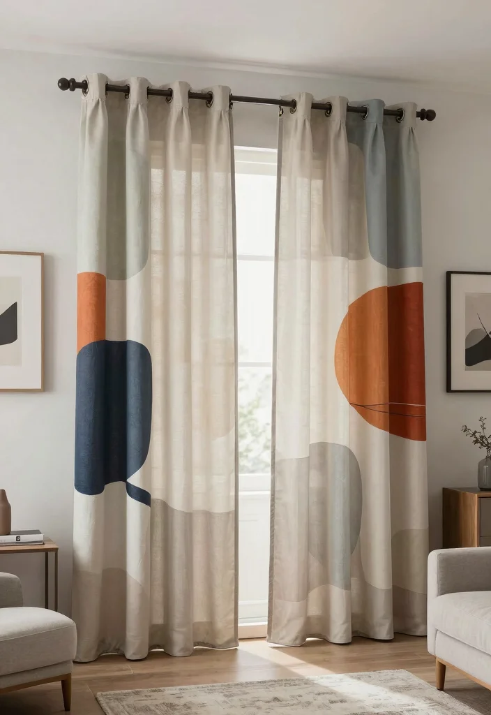 14 Double Rod Curtains Ideas for Layered Elegance 53 14 Double Rod Curtains Ideas for Layered Elegance - 13. Artistic Flair with Custom Prints 1