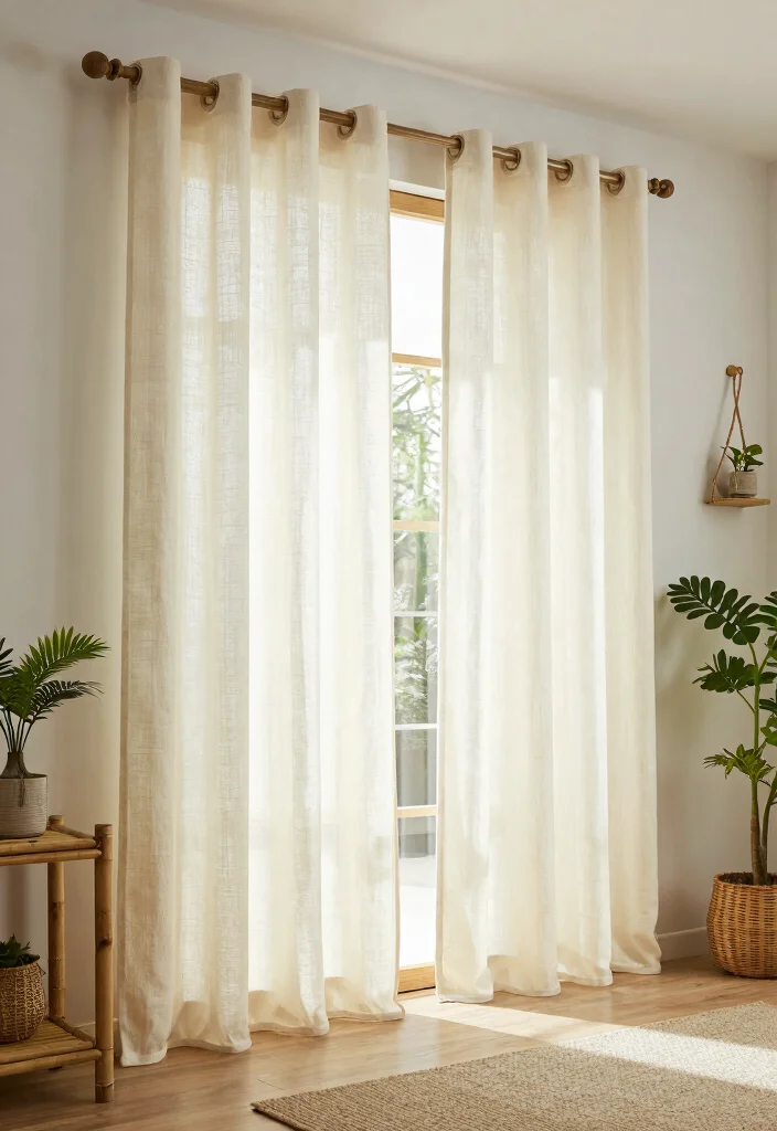 14 Double Rod Curtains Ideas for Layered Elegance - 14. Eco-Friendly Fabrics for Sustainable Style 1