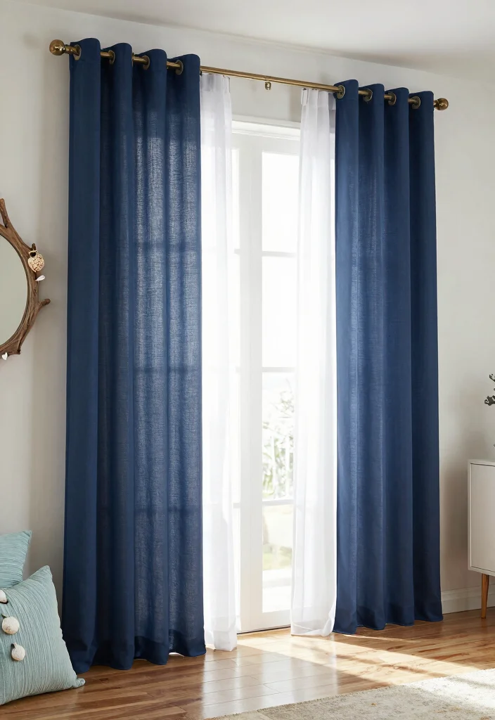 14 Double Rod Curtains Ideas for Layered Elegance 12 14 Double Rod Curtains Ideas for Layered Elegance - 2. Coastal Vibes with Soft Sheers 1