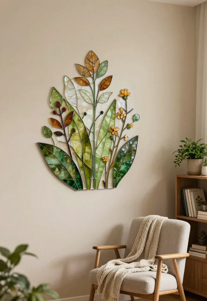 14 Glass Wall Art Ideas That Look Sleek & Modern - 5. Nature-Inspired Glass Art 1
