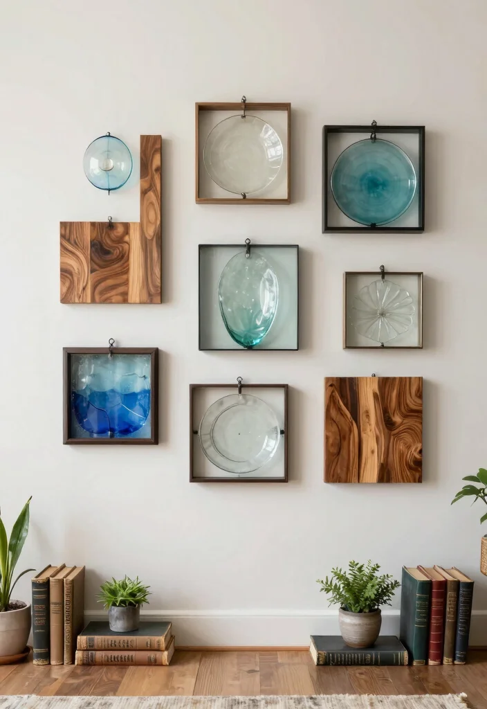 14 Glass Wall Art Ideas That Look Sleek & Modern - 8. Glass Art with Mixed Media 1