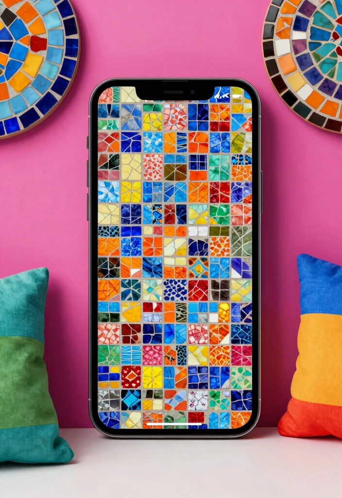 14 Rug Wallpaper iPhone Ideas That Look Aesthetic & Trendy - 14. Mosaic Patterns for a Fusion Vibe 1