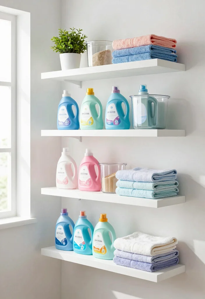 14 Shelf Above Washer and Dryer Ideas That Maximize Space - 1. Minimalist Floating Shelves 1