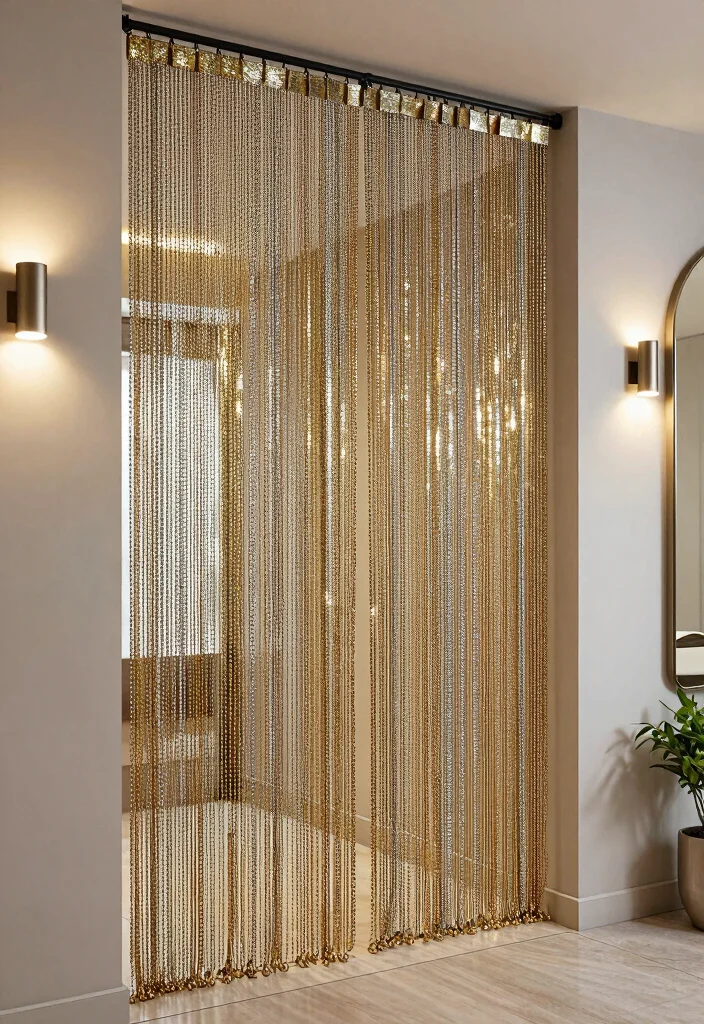15 Beaded Curtains Doorway 2026 Trending Ideas With Retro Charm - 3. Metallic Elegance 1