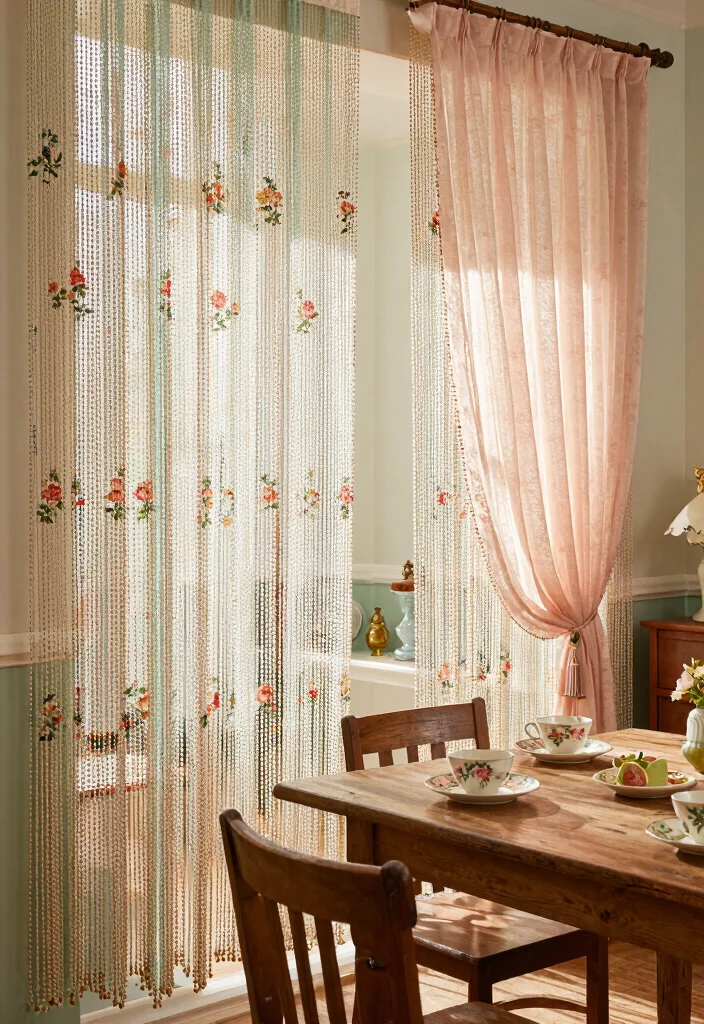 15 Beaded Curtains Doorway 2026 Trending Ideas With Retro Charm - 4. Vintage Floral 1