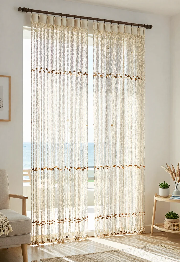 15 Beaded Curtains Doorway 2026 Trending Ideas With Retro Charm - 6. Shell and Natural Elements 1