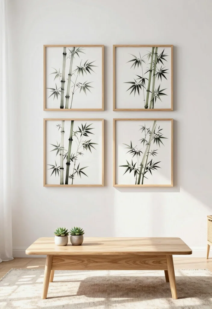 15 Chinese Wall Art Ideas With Elegant Details - 1. Delicate Bamboo Prints 1