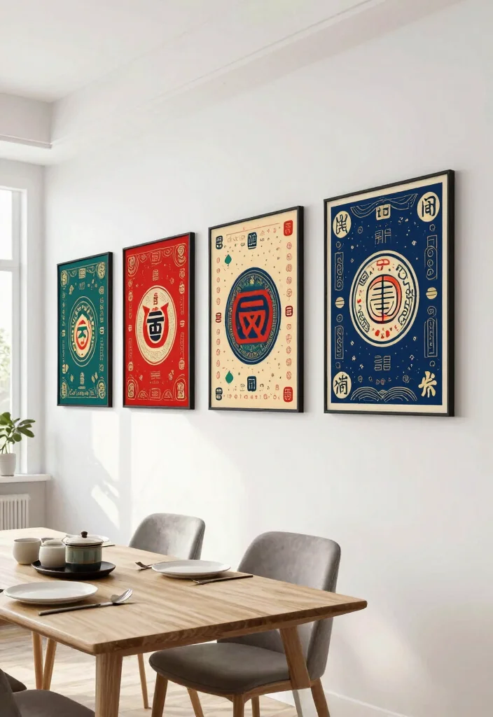 15 Chinese Wall Art Ideas With Elegant Details - 14. Modern Chinese Art Prints 1