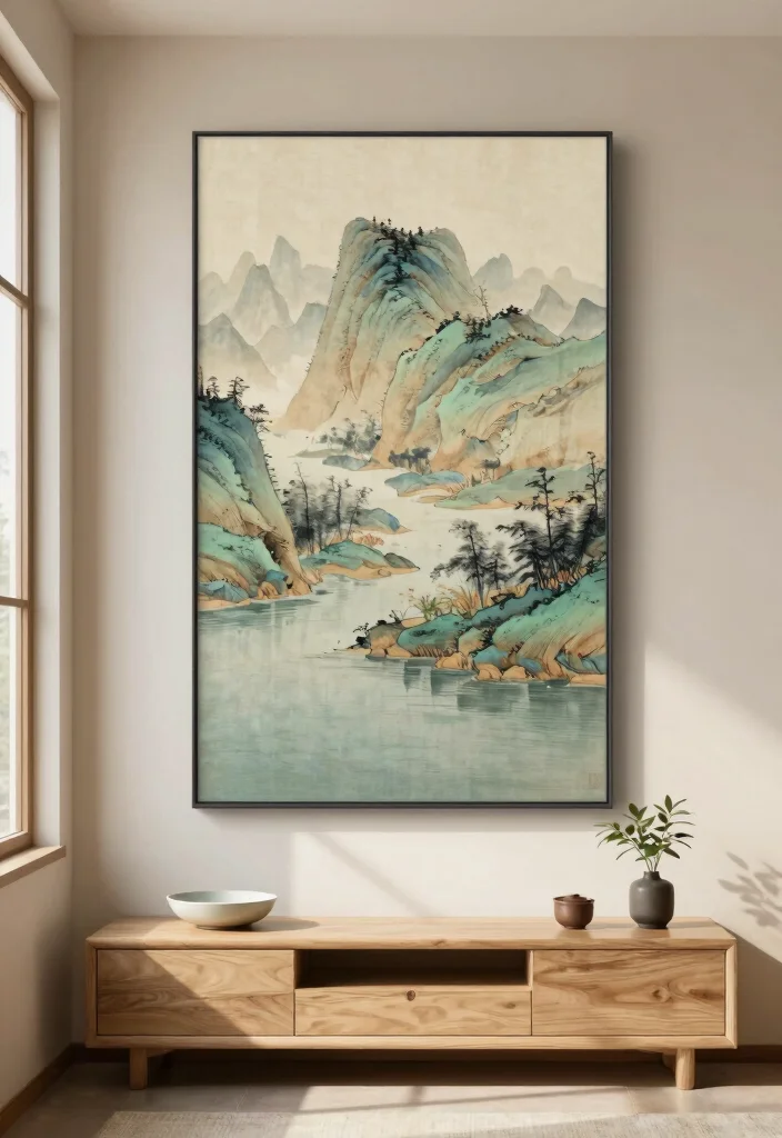 15 Chinese Wall Art Ideas With Elegant Details - 3. Traditional Landscape Paintings 1