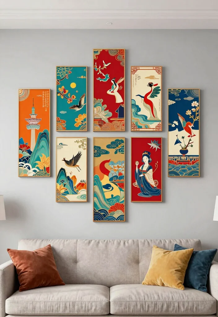 15 Chinese Wall Art Ideas With Elegant Details - 8. Customizable Chinese Art Panels 1