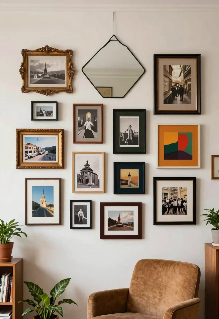 15 Eclectic Art Wall Ideas That Show Off Your Personality - 2. Gallery Wall with a Twist 1