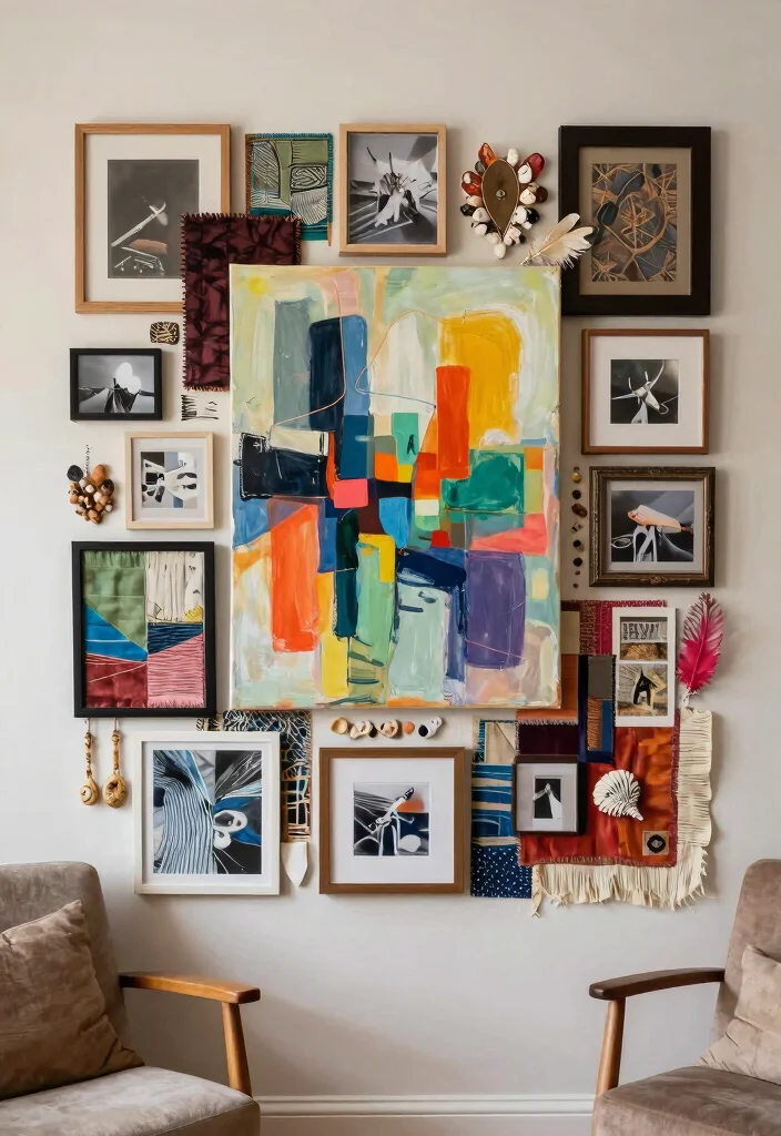 15 Eclectic Art Wall Ideas That Show Off Your Personality - 4. Mixed Media Marvel 1