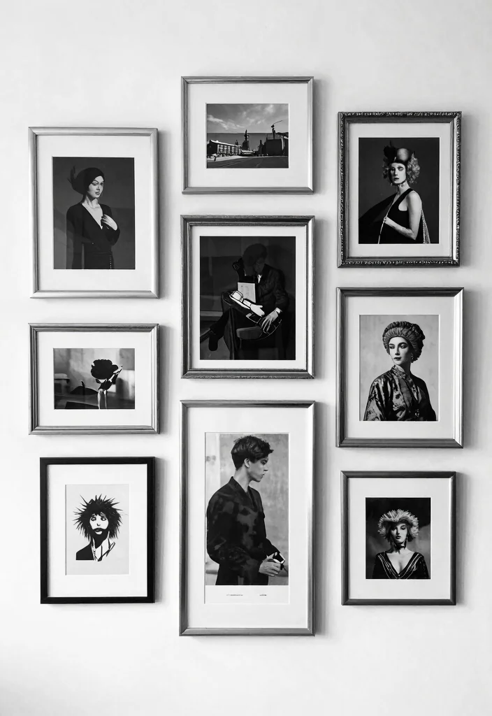 15 Eclectic Art Wall Ideas That Show Off Your Personality - 8. Black and White Elegance 1