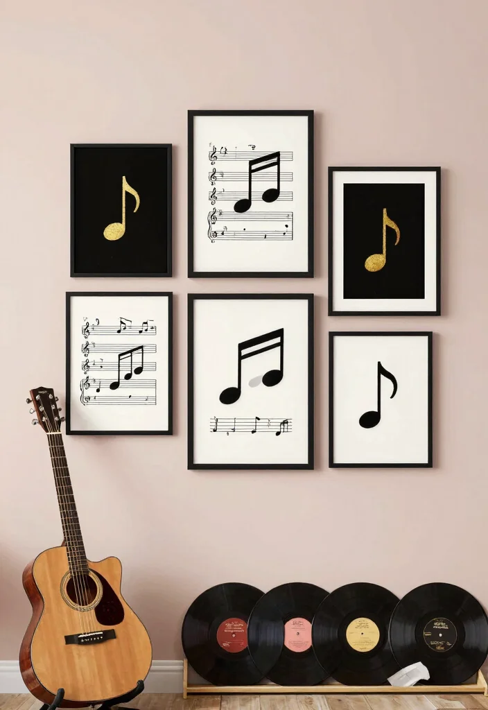 15 Guitar Wall Art Ideas for Music Lovers - 10. Musical Note Wall Art 1
