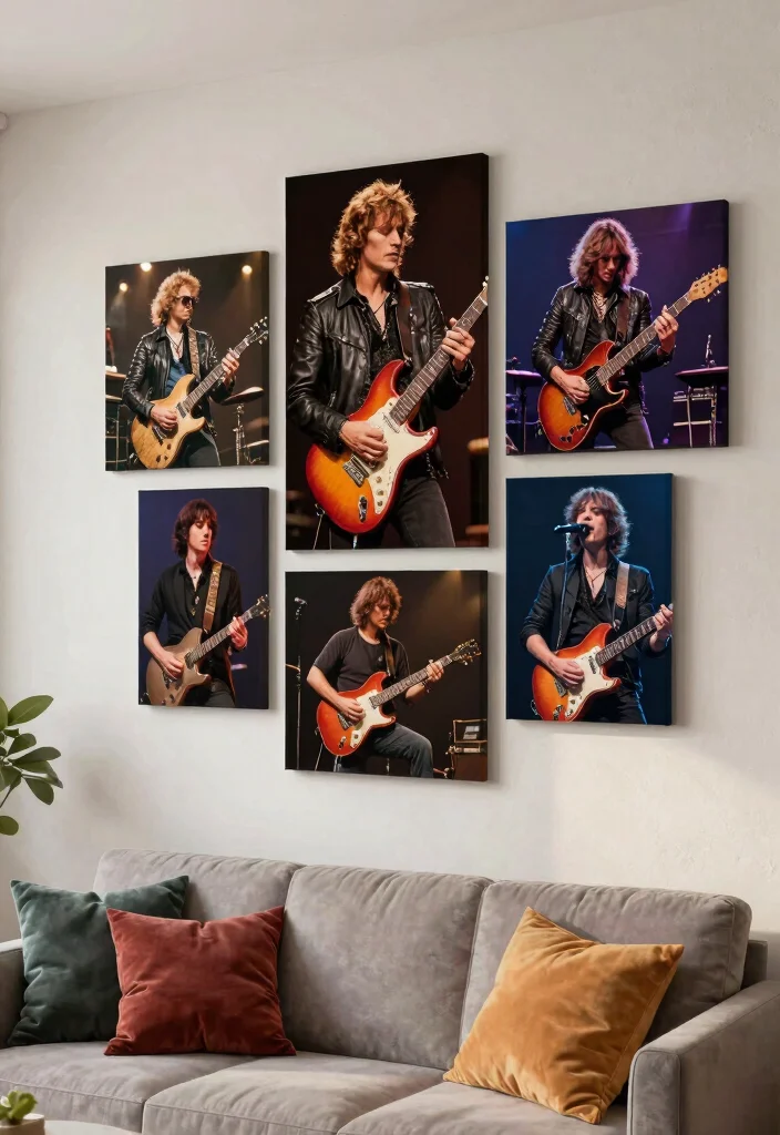 15 Guitar Wall Art Ideas for Music Lovers - 11. Canvas Prints of Legendary Guitarists 1