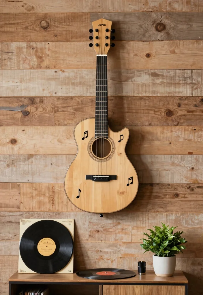 15 Guitar Wall Art Ideas for Music Lovers - 13. Musical Wall Clocks 1