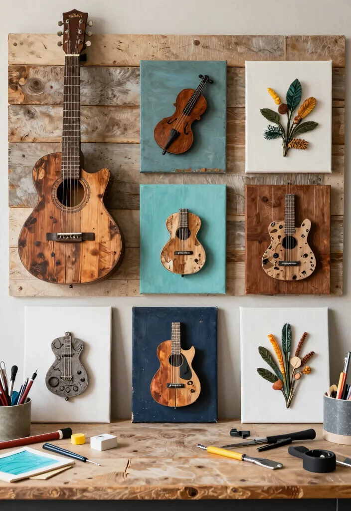 15 Guitar Wall Art Ideas for Music Lovers - 15. DIY Guitar Wall Art Projects 1