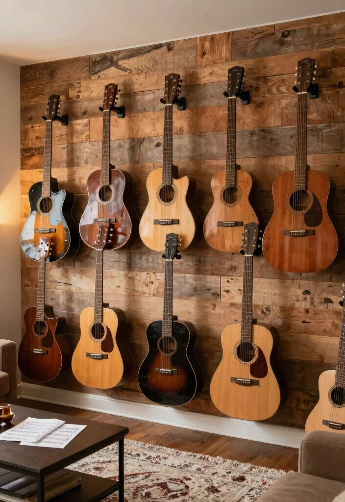 15 Guitar Wall Art Ideas for Music Lovers - 8. Repurposed Guitar Wall Hangers 1