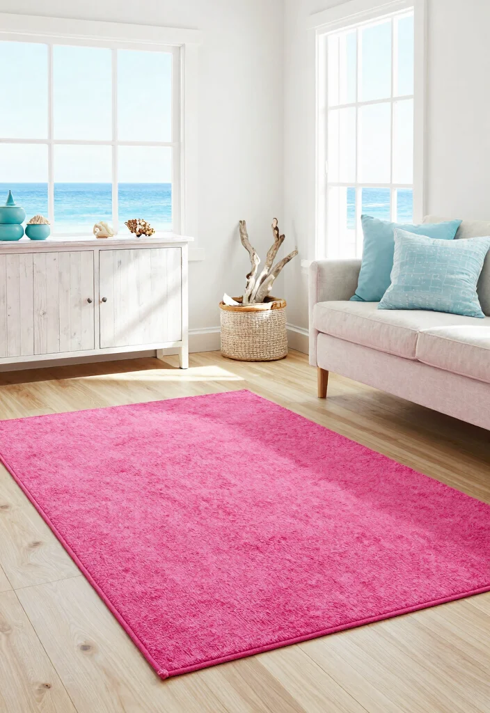 15 Hot Pink Rug Ideas That Make a Bold Statement - 10. Coastal Breeze 1