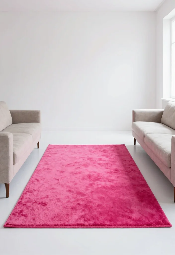 15 Hot Pink Rug Ideas That Make a Bold Statement - 12. Minimalist Pop 1