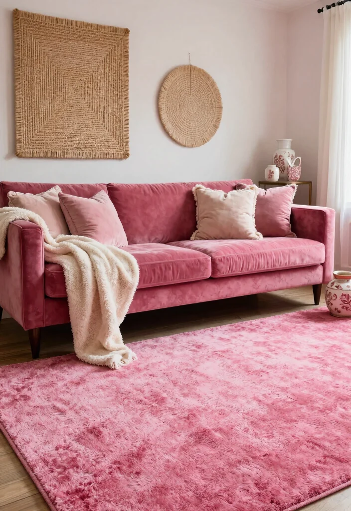 15 Hot Pink Rug Ideas That Make a Bold Statement - 13. Textured Glam 1