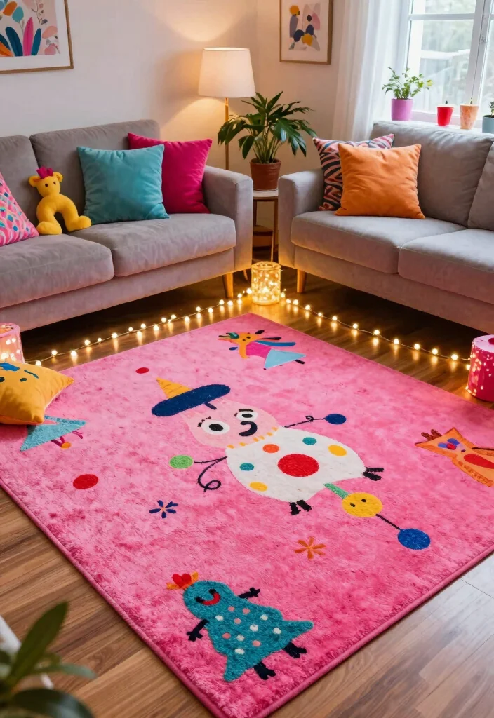 15 Hot Pink Rug Ideas That Make a Bold Statement - 14. Festive Flair 1