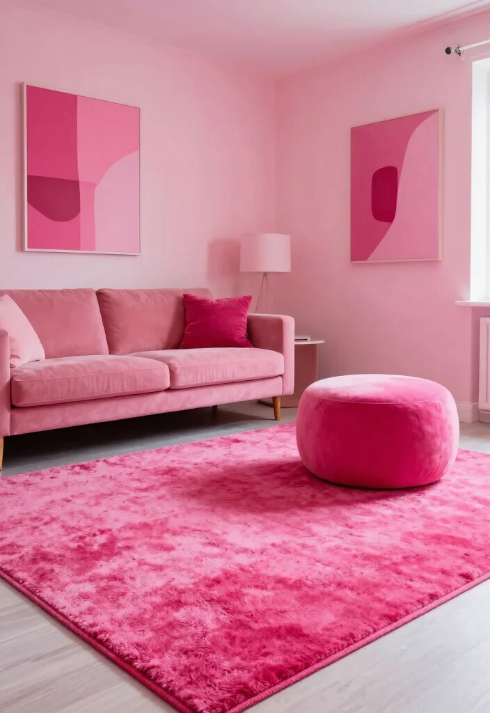 15 Hot Pink Rug Ideas That Make a Bold Statement - 4. Monochromatic Magic 1