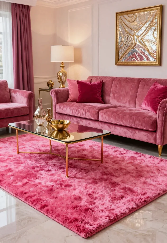 15 Hot Pink Rug Ideas That Make a Bold Statement - 8. Luxurious Glam 1