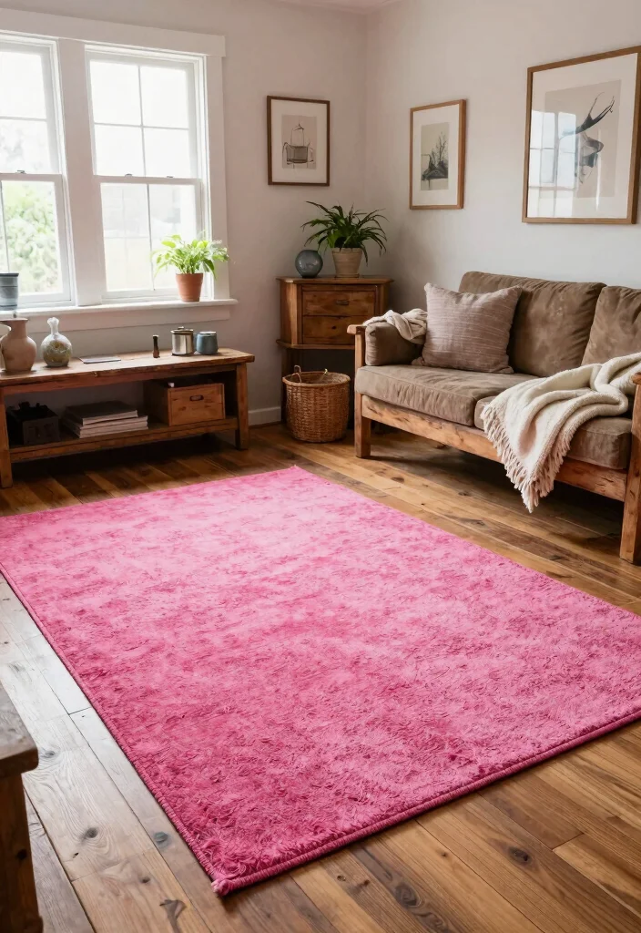 15 Hot Pink Rug Ideas That Make a Bold Statement - 9. Rustic Charm 1