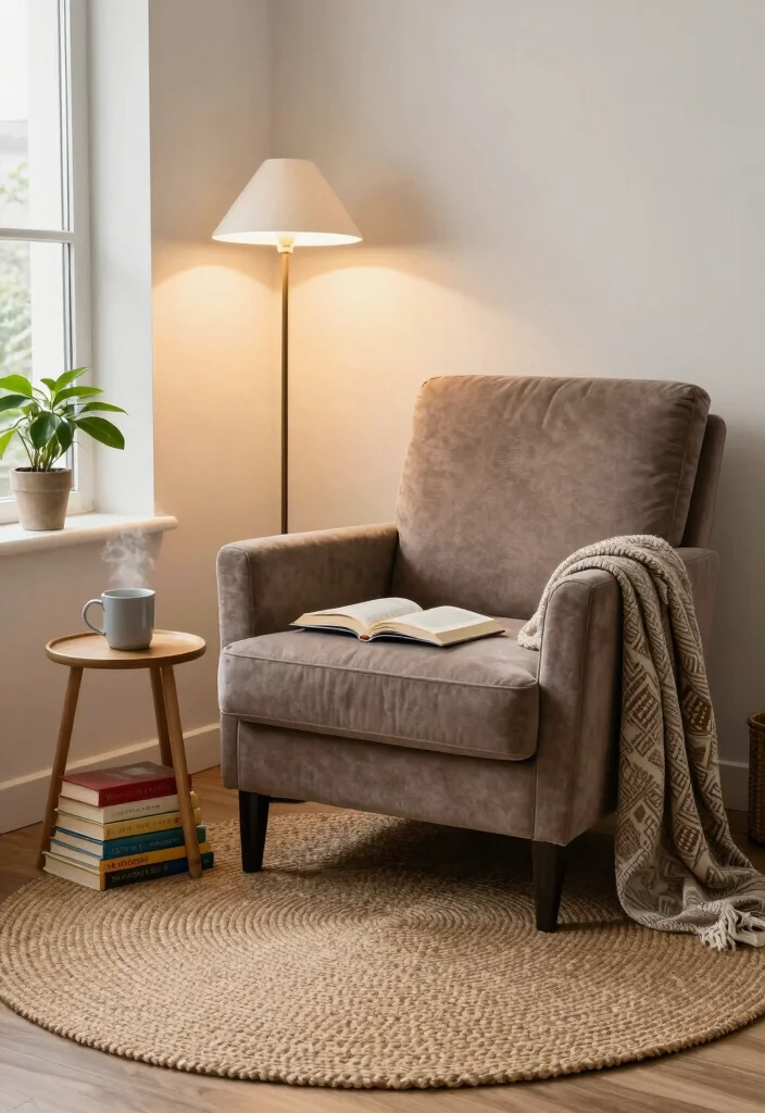 15 Jute Round Rug Ideas That Warm Up Any Space - 1. Cozy Reading Nook 1