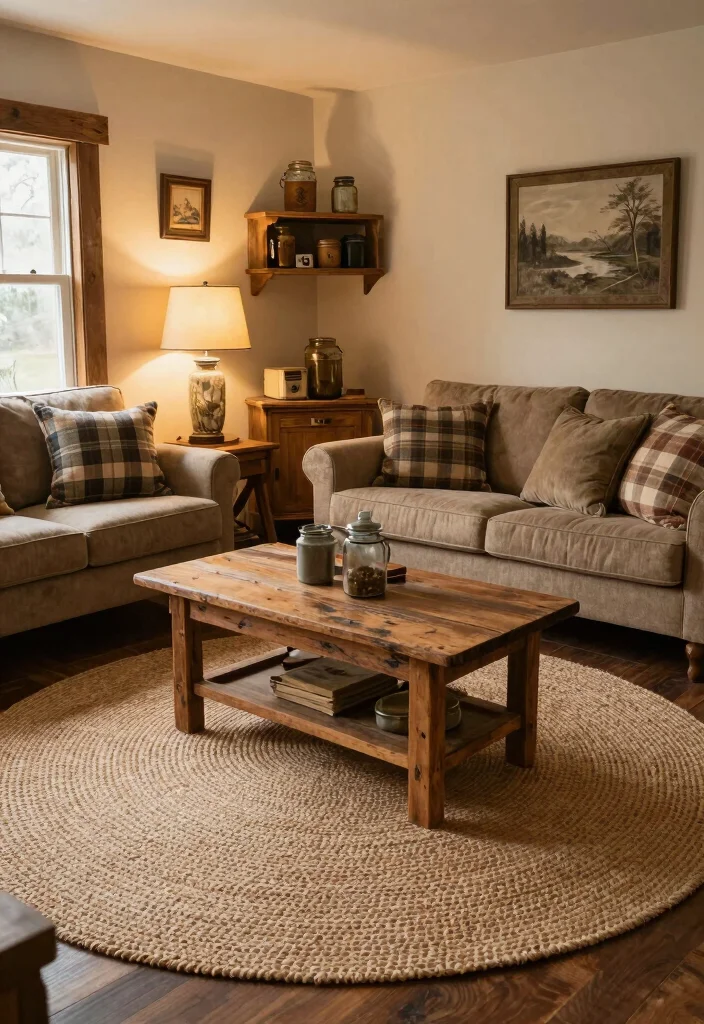 15 Jute Round Rug Ideas That Warm Up Any Space - 11. Rustic Farmhouse Charm 1