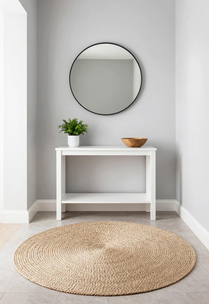 15 Jute Round Rug Ideas That Warm Up Any Space - 3. Minimalist Entryway 1