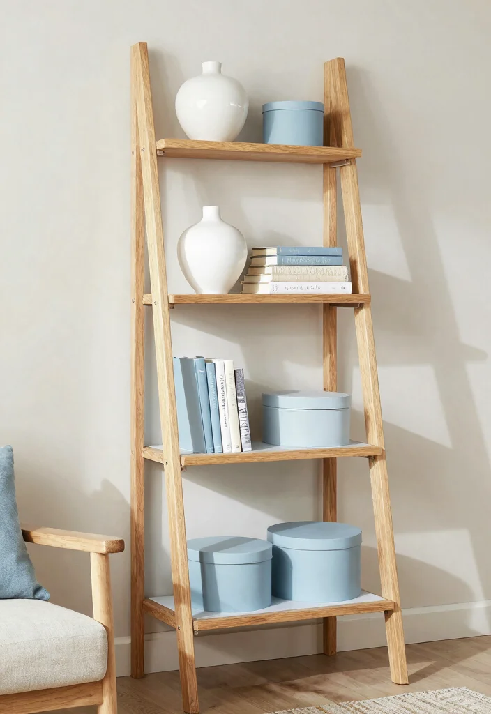 15 Ladder Shelf Decor Living Room Ideas That Feel Effortlessly Styled - 13. Color Cohesion 1