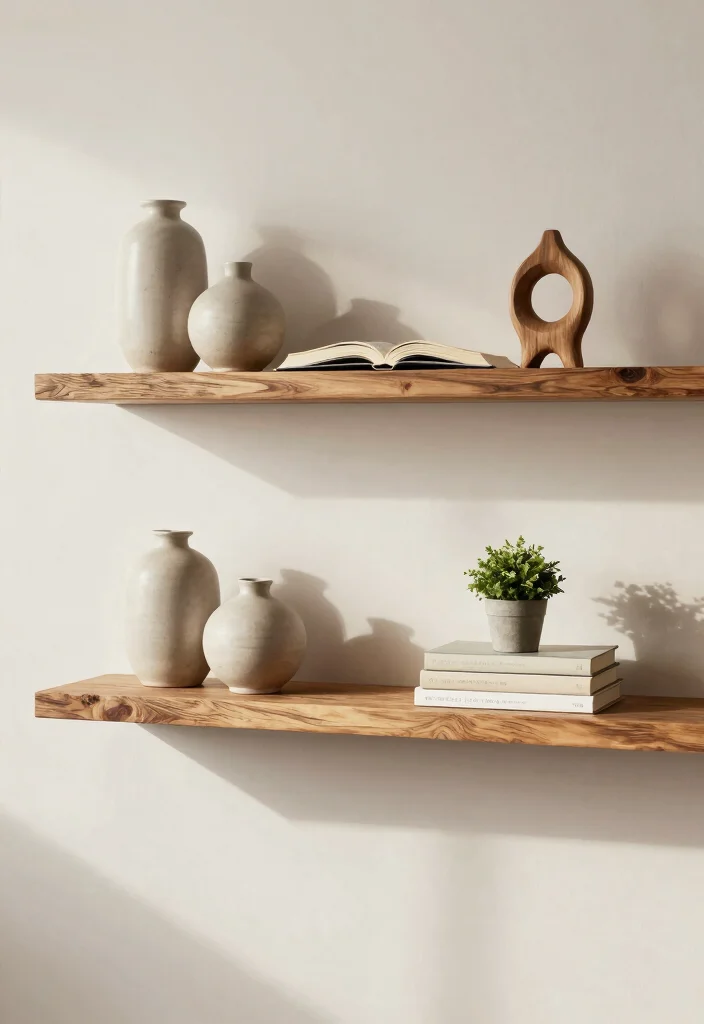 15 Minimalist Shelf Styling Ideas That Feel Clean & Chic 12 15 Minimalist Shelf Styling Ideas That Feel Clean & Chic - 2. Use Floating Shelves for a Modern Touch 1
