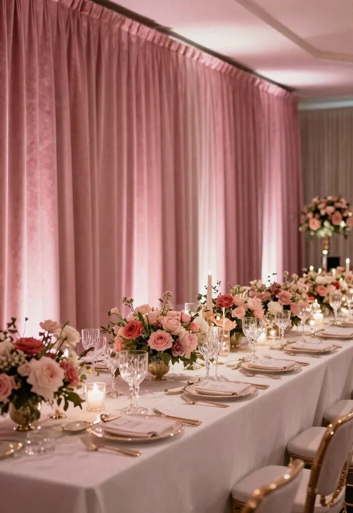 15 Pink Velvet Curtains Ideas That Feel Glam & Luxe - 10. Elegant Event Spaces 1
