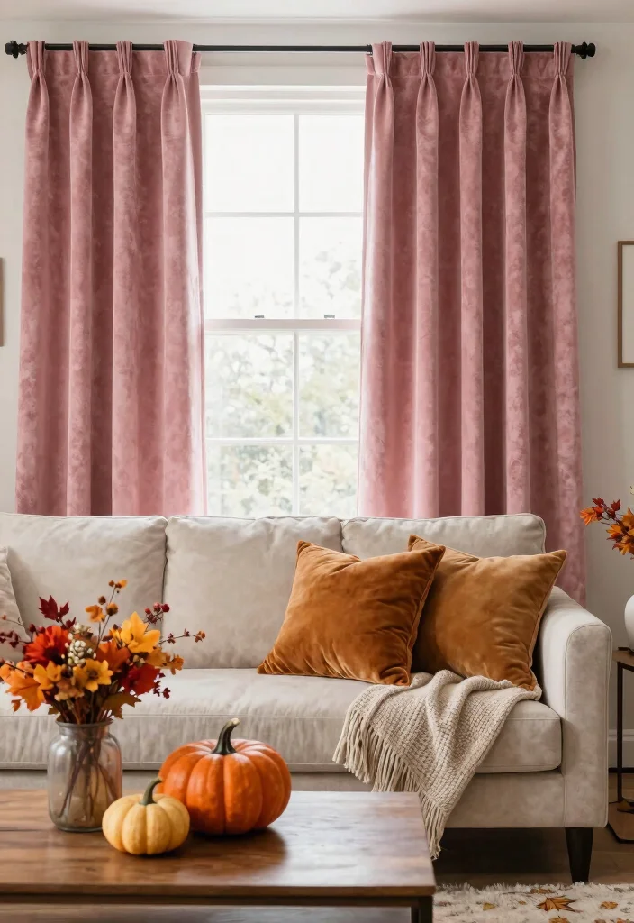 15 Pink Velvet Curtains Ideas That Feel Glam & Luxe - 14. Seasonal Decor Changes 1