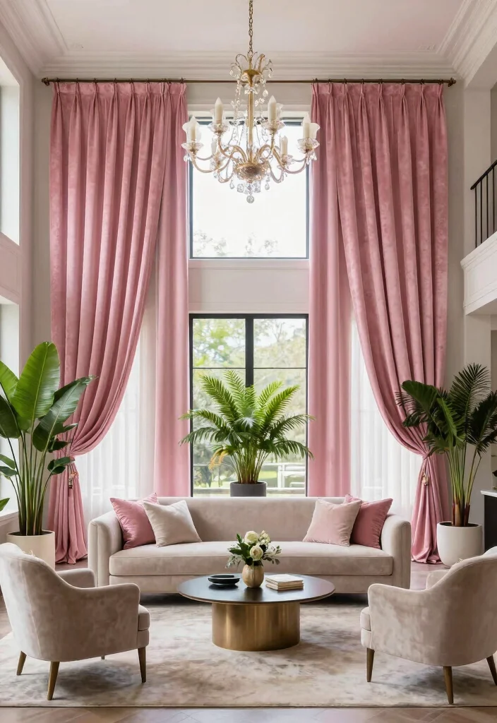 15 Pink Velvet Curtains Ideas That Feel Glam & Luxe - 15. Statement Pieces in Shared Spaces 1