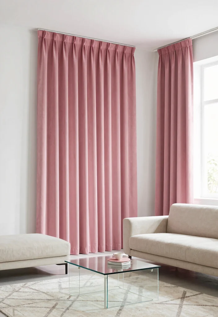 15 Pink Velvet Curtains Ideas That Feel Glam & Luxe - 5. Modern Minimalism 1