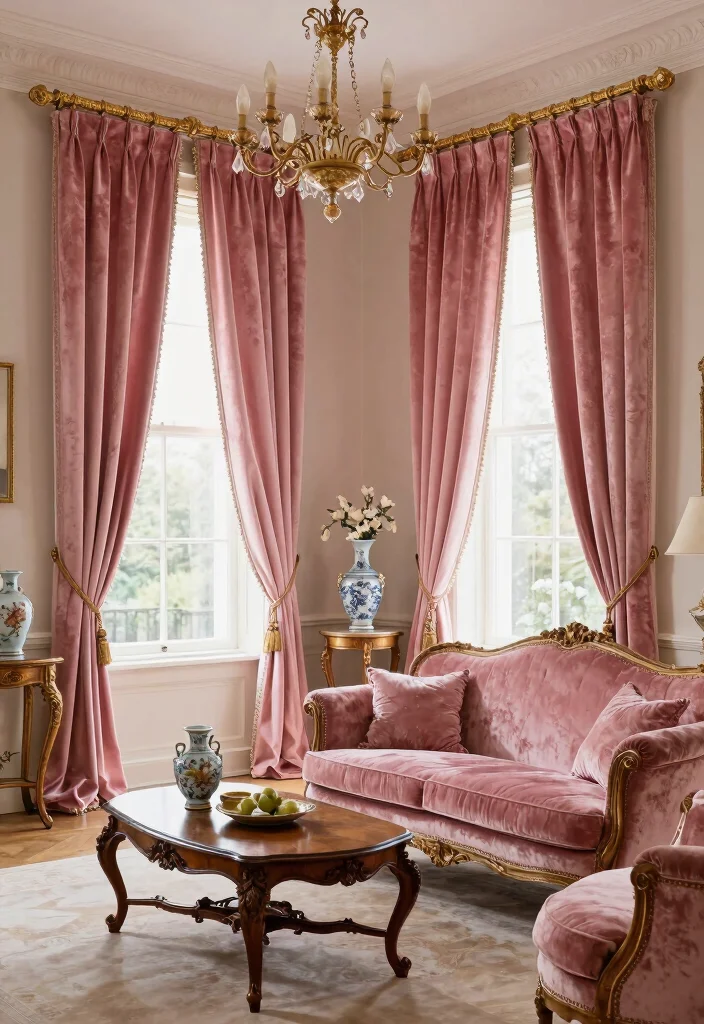 15 Pink Velvet Curtains Ideas That Feel Glam & Luxe - 7. Vintage Glamour 1