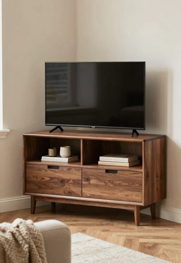 15 TV Shelf 2026 Trending Ideas That Elevate Your Living Room Instantly - 4. Elegant Corner TV Stand 1